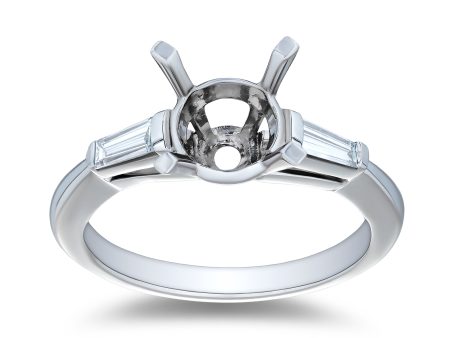 .30ctw Three Stone Semi Mount Platinum Engagement Ring Supply