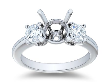 .90ctw Three Stone Semi Mount Platinum Engagement Ring Online